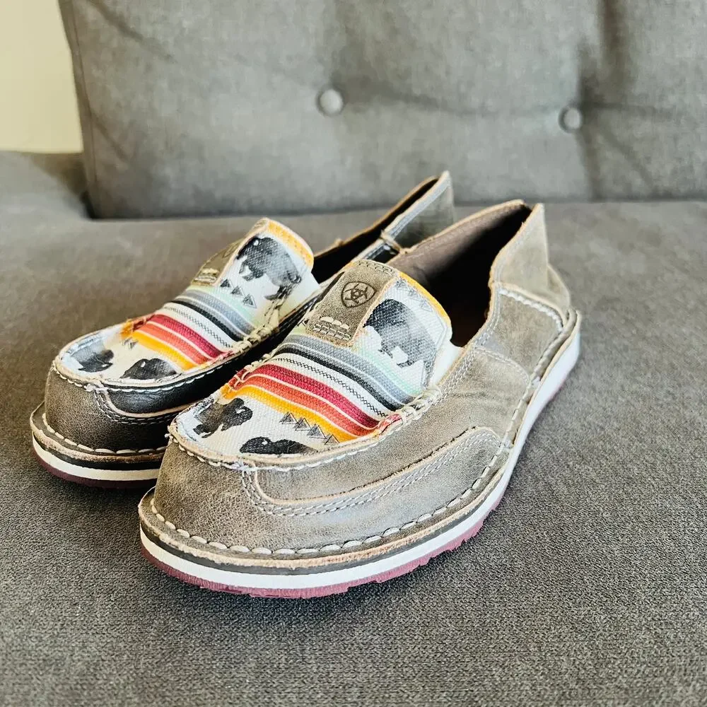 Ariat Cruiser Buffalo Serape Slip On Shoes 7.5B Western Southwestern Moc Toe